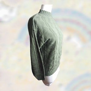 American Pride Knit Long-Sleeved Sweater - Small - Army Green - Vintage 80's